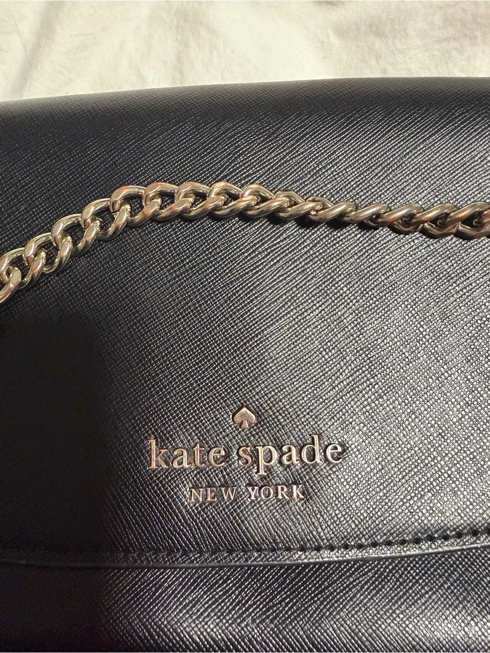 kate spade Black Saffiano Leather Chain Crossbody Bag